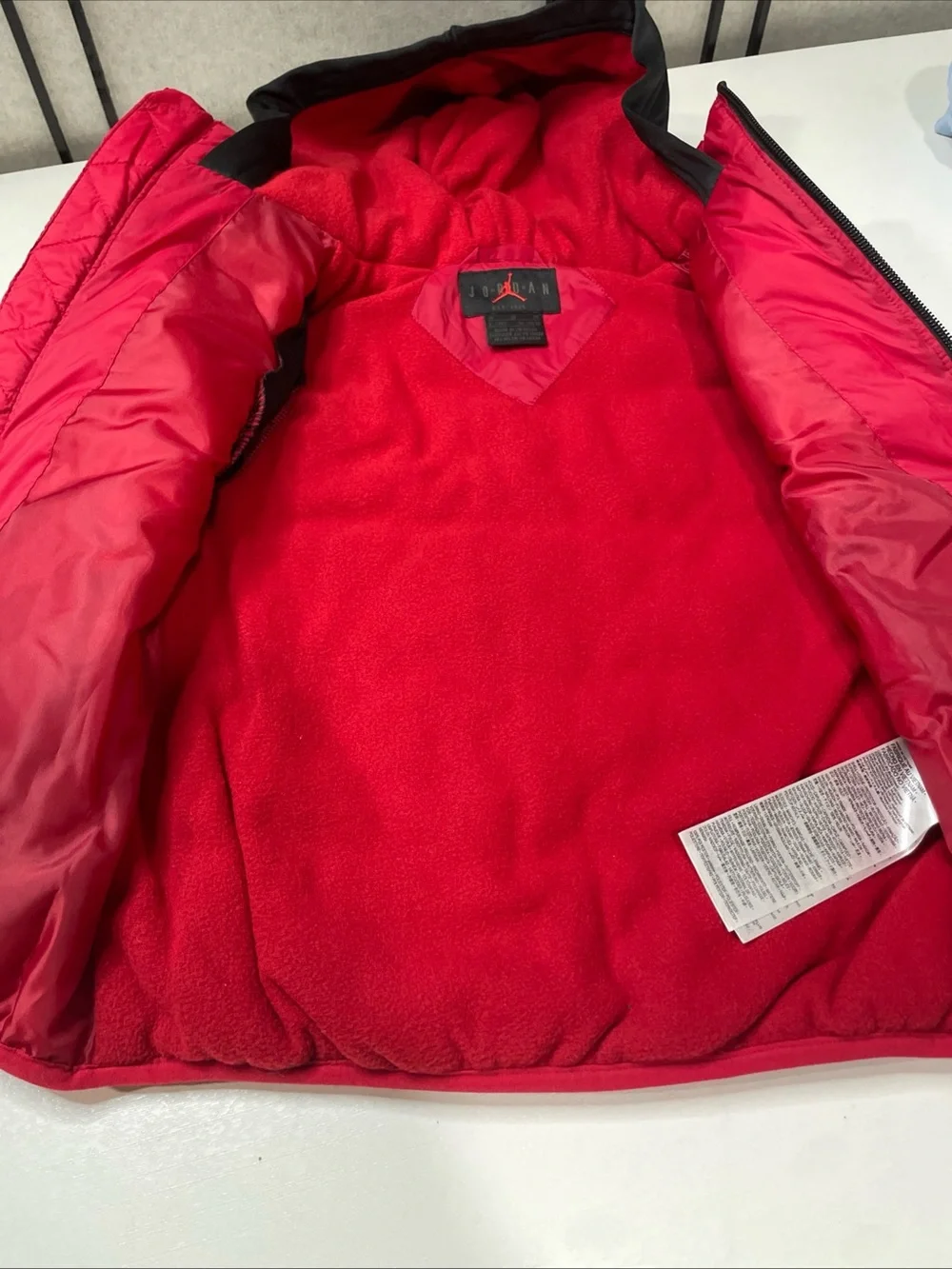Jordan Red and Black Puffer Hoodie Jacket Size 3T